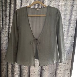 Free People silk front tie shirt